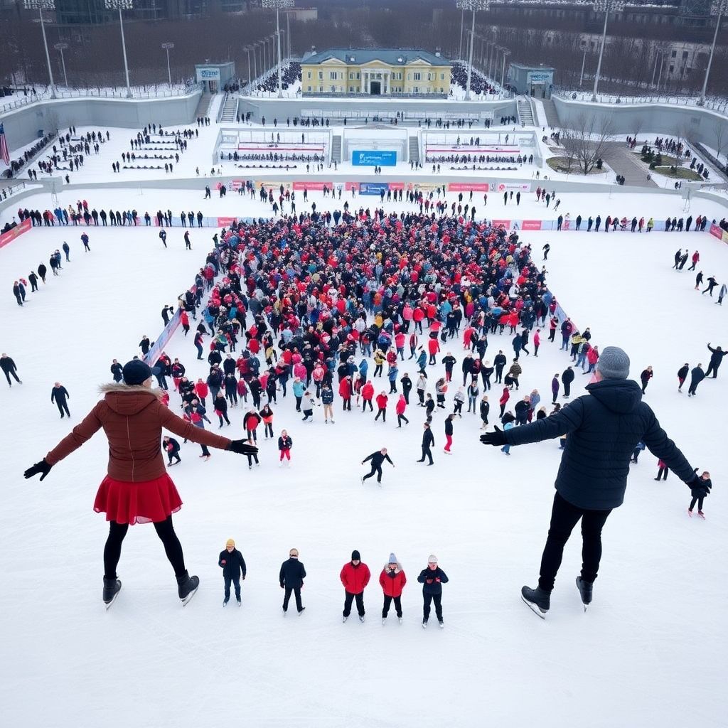 Рекордная тренировка по фигурному катанию в Лужниках: 1370 человек на льду